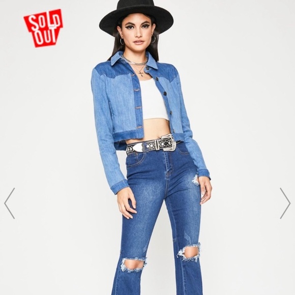 NWT Dolls Kill Sinnin' Stunner Denim Jean Jacket - Picture 2 of 5